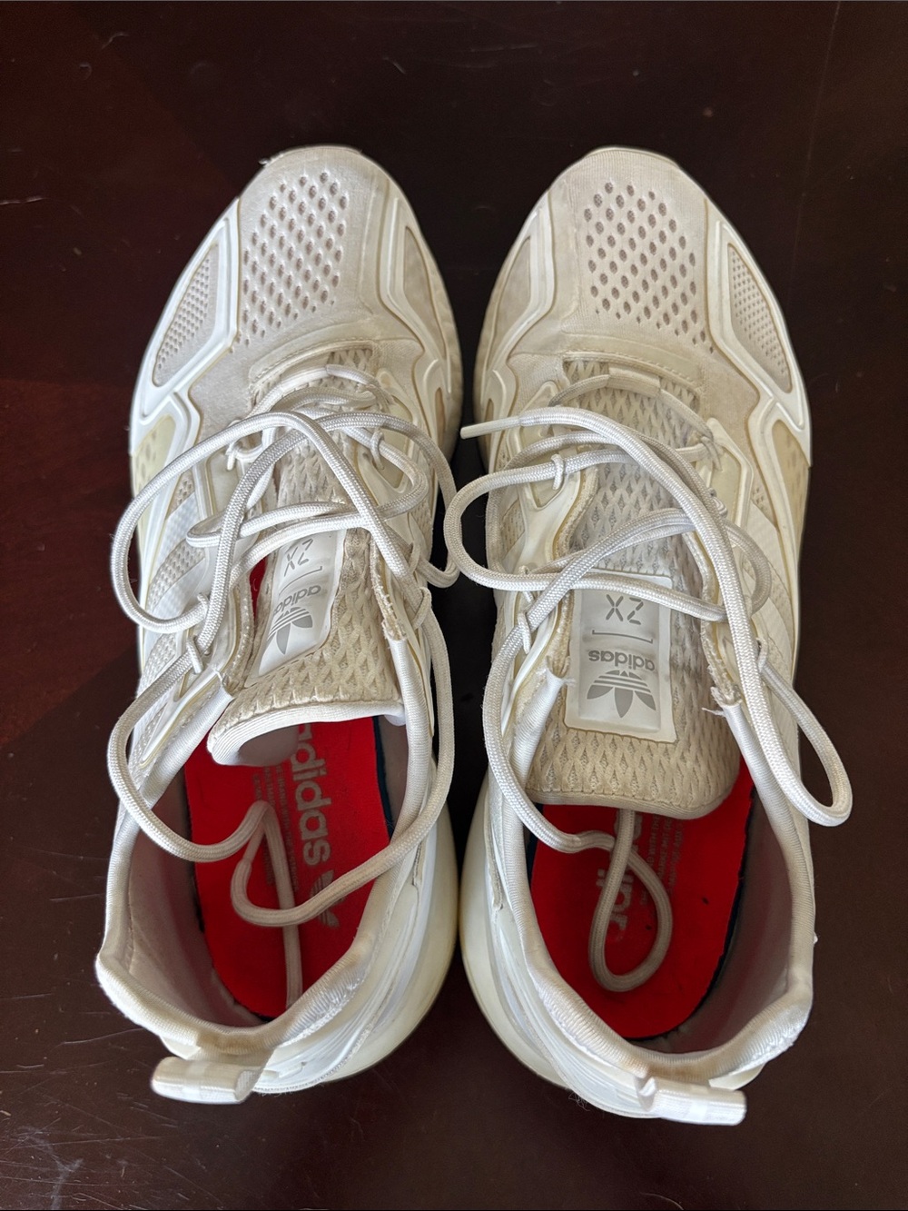 adidas Originals ZX 2K Boost White and Cream Athletic Sneakers - Picture 5 of 7